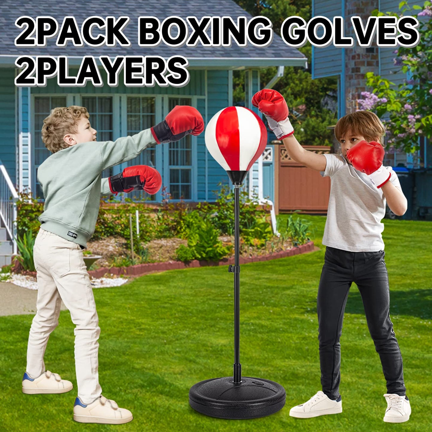 ShyLizard Punching Bag for Kids Included 2 Pack Boxing Gloves, Boxing Toy Sets with Height Adjustable Stand for Boys, Sports Gifts for Boys & Girls Age 5,6,7,8,9,10 Years Old