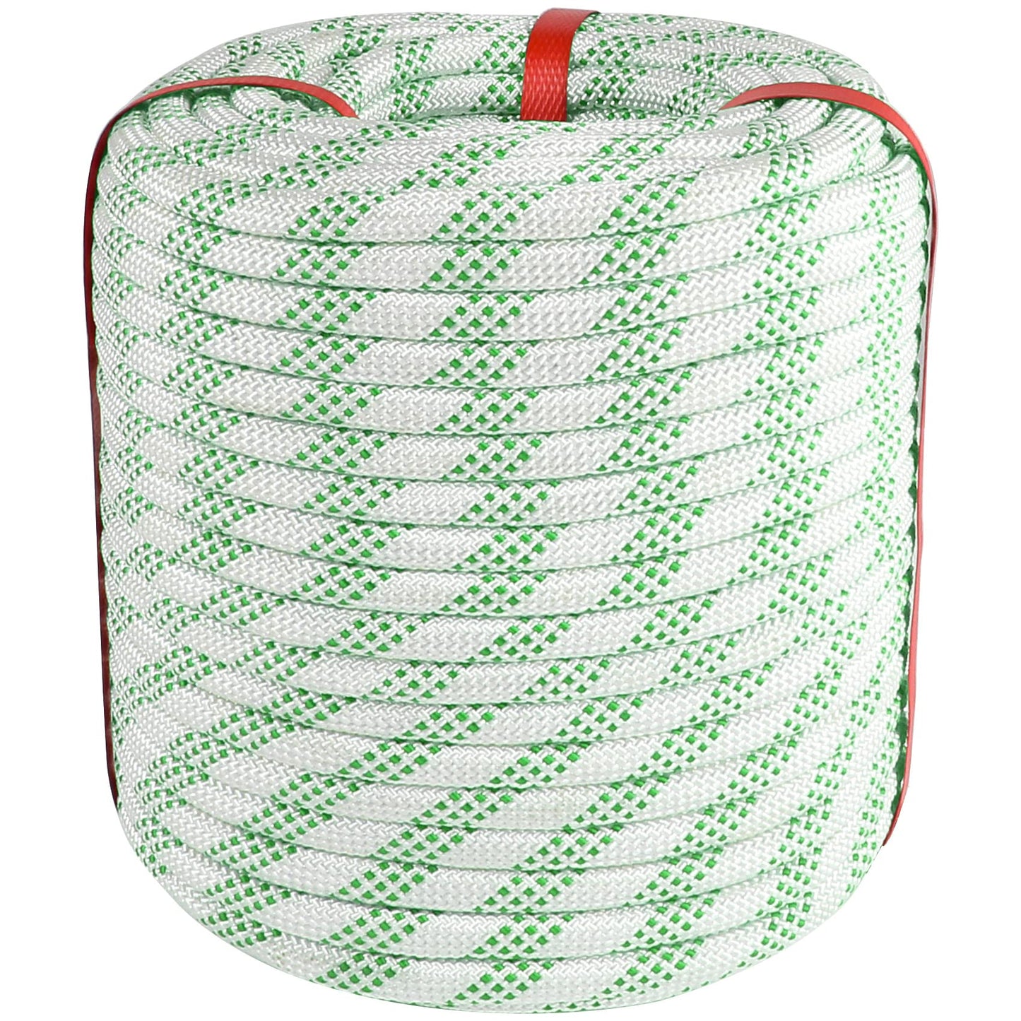 VEITHI 3/8 inch x 164 ft Braid Polyester Rope,Arborist Rigging Rope 3520lbs Breaking Strength Strong Pulling for Climbing,Camping,Sailing,Swings, etc. (White-Green)