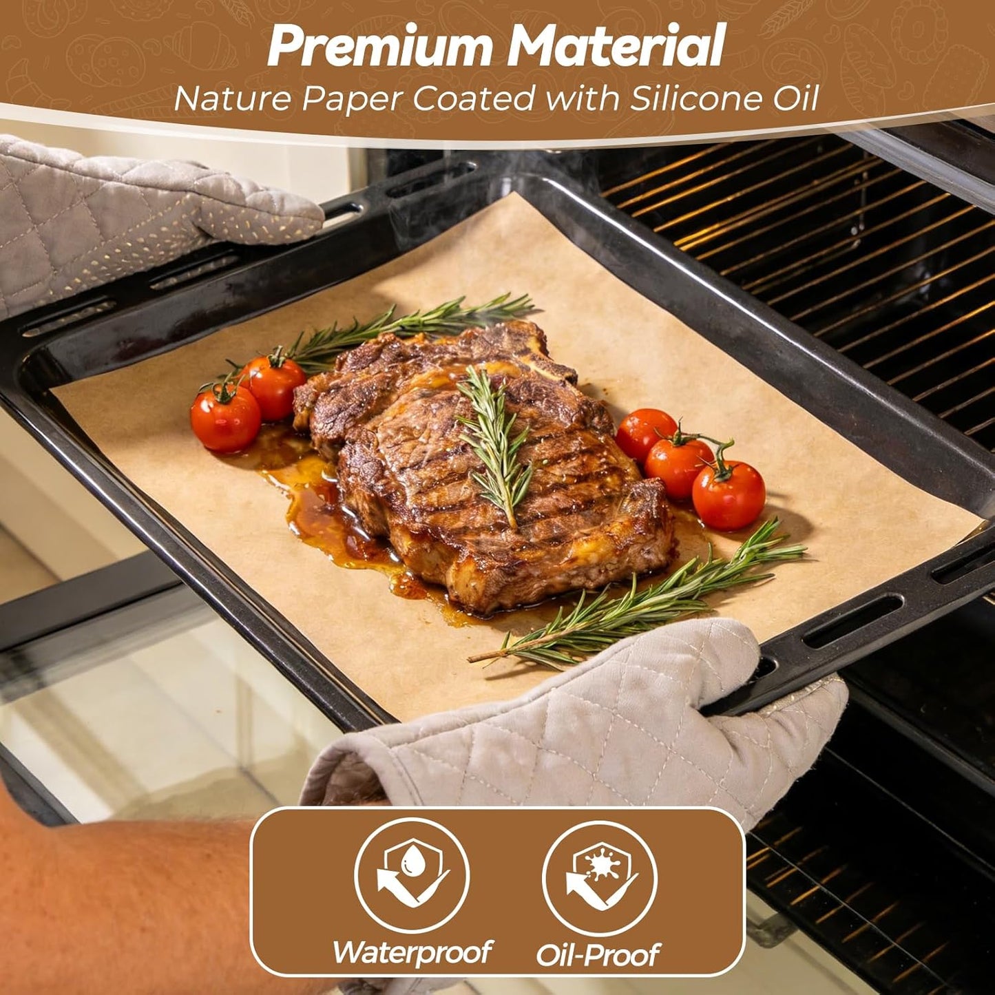 Skiennix 360 Count Heavy Duty Parchment Paper Sheets - No-Stick, Unbleached, Pre-Cut 9"x13" for Baking & Cooking