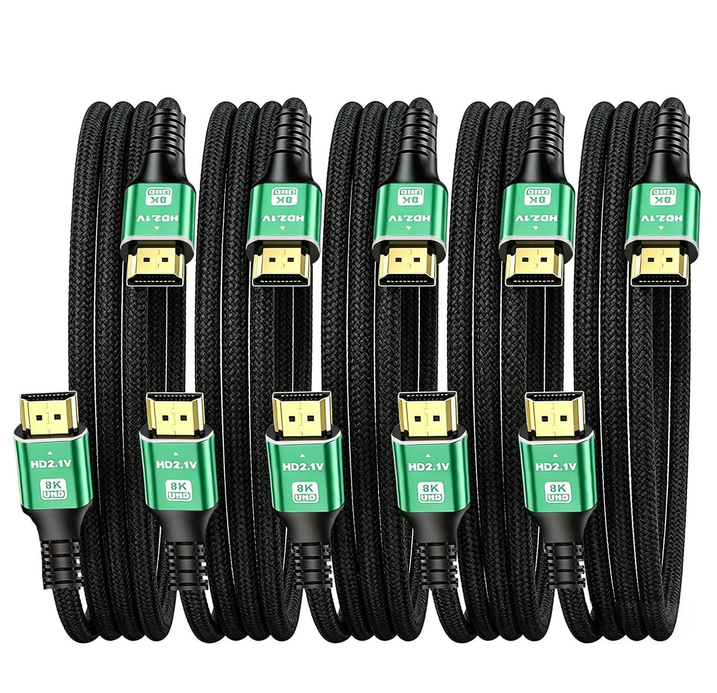 10K 8K 5-Pack 6.6FT, 2.1 48Gbps 8K@60Hz, 4K@120Hz HDR10, HDCP2.2&2.3 PS5/PS4, HDMI Cable HDMI Cable Bulk Ultra High