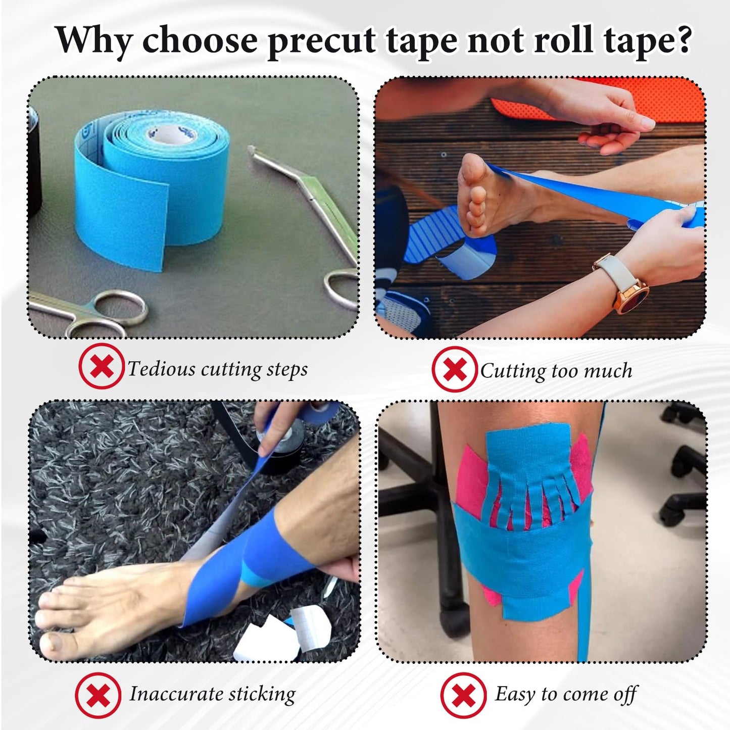 Hadnves 10 PCS Precut Kinesiology Tape for Ankle Cotton Elastic Athletic Ankle Tapes Comfort Breathable Waterproof Tape Sprain Pain Relief Ligament Muscle Provide Support Stability Marathon (Black)
