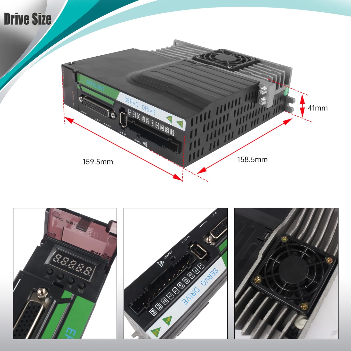 XUNKUNER AC Servo Motor Kit, AC220V 3000rpm L3000 17-bit Encoder RS485 Servo Motor Driver Controller Kit for CNC(750W Without Brake)