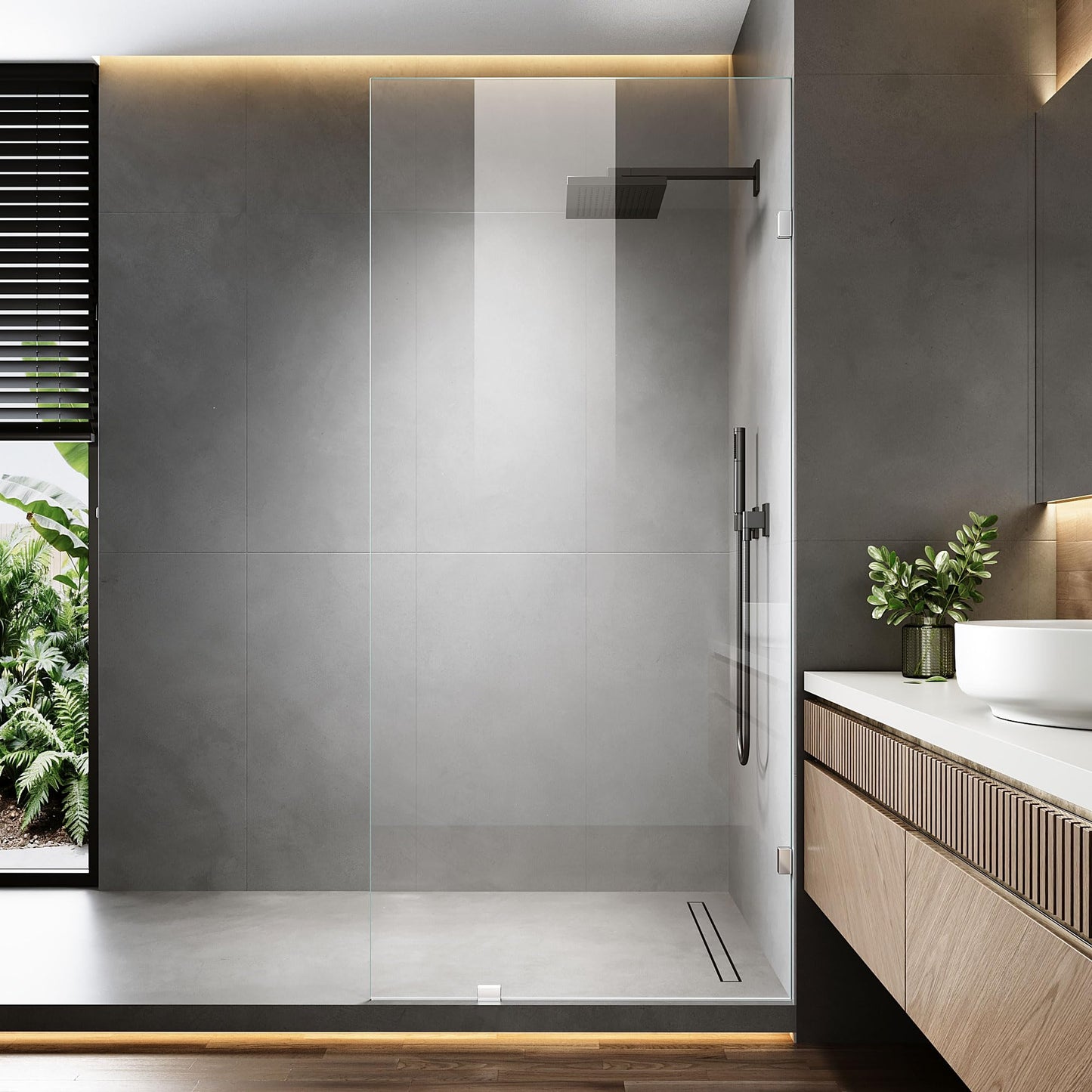 AquivaCoast 36" x 78.75" Shower Glass Panel, 3/8" (10mm) Ultra-Clear Tempered Glass with Explosion-Proof Film Shower Screen, Includes Wall Clamps, Chrome