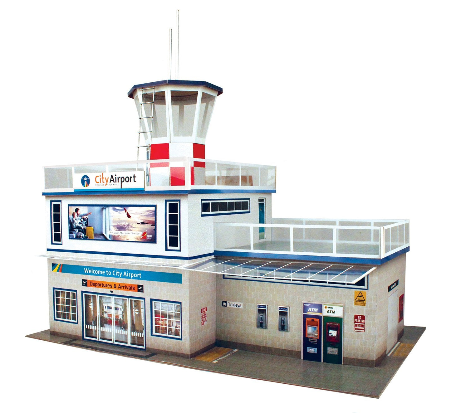 The CityBuilder Airport & Hanger Cardboard Model Making Kit - O Scale Model Railroad Building