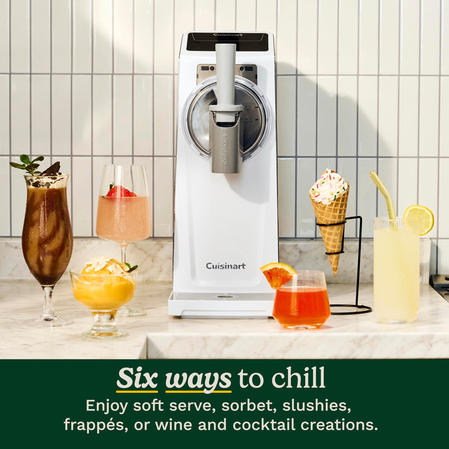 Cuisinart 6-in-1 Slushy & Soft-Serve Maker, Ice Cream Maker Machine Makes Soft-Serve Ice Cream, Slushies, Sorbet and More, Quick-Freeze Chill Technology Maintains Perfect Temperature, ICE-200