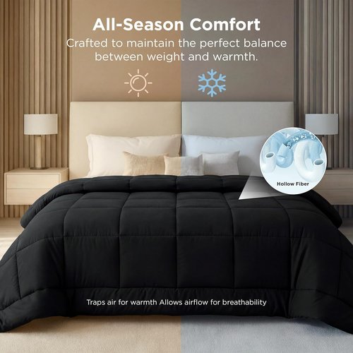 Bedsure Comforter Duvet Insert - Oversized King Size All-Season Down Alternative Bedding | GentleSoft, Black 116 x 98 Inches