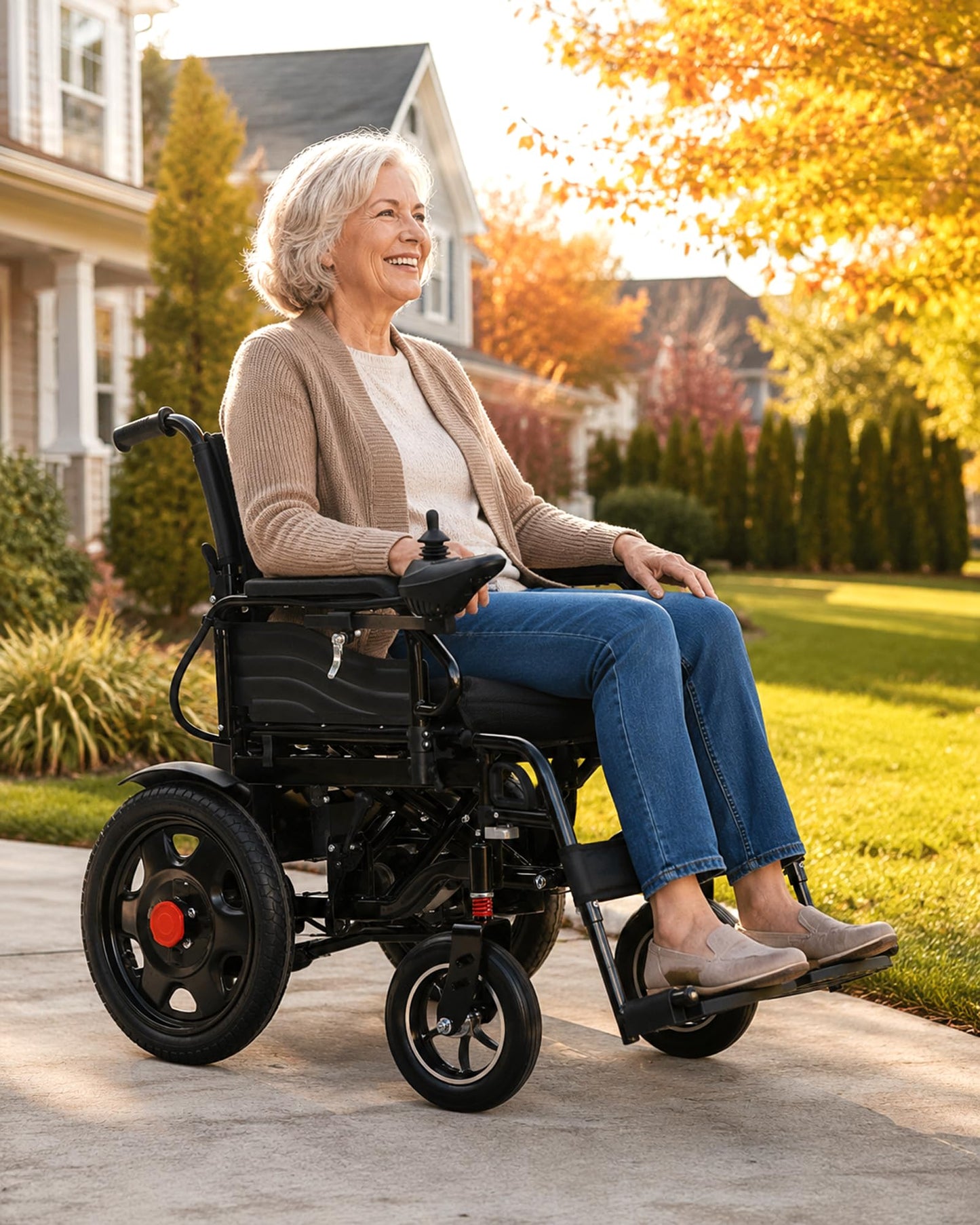 Electric Wheelchair for Adults - 500W Dual Motors, 15 Miles Long Travel Range Motorized Wheelchair, Foldable & Portable, All Terrain Power Wheel Chair for Seniors& Max