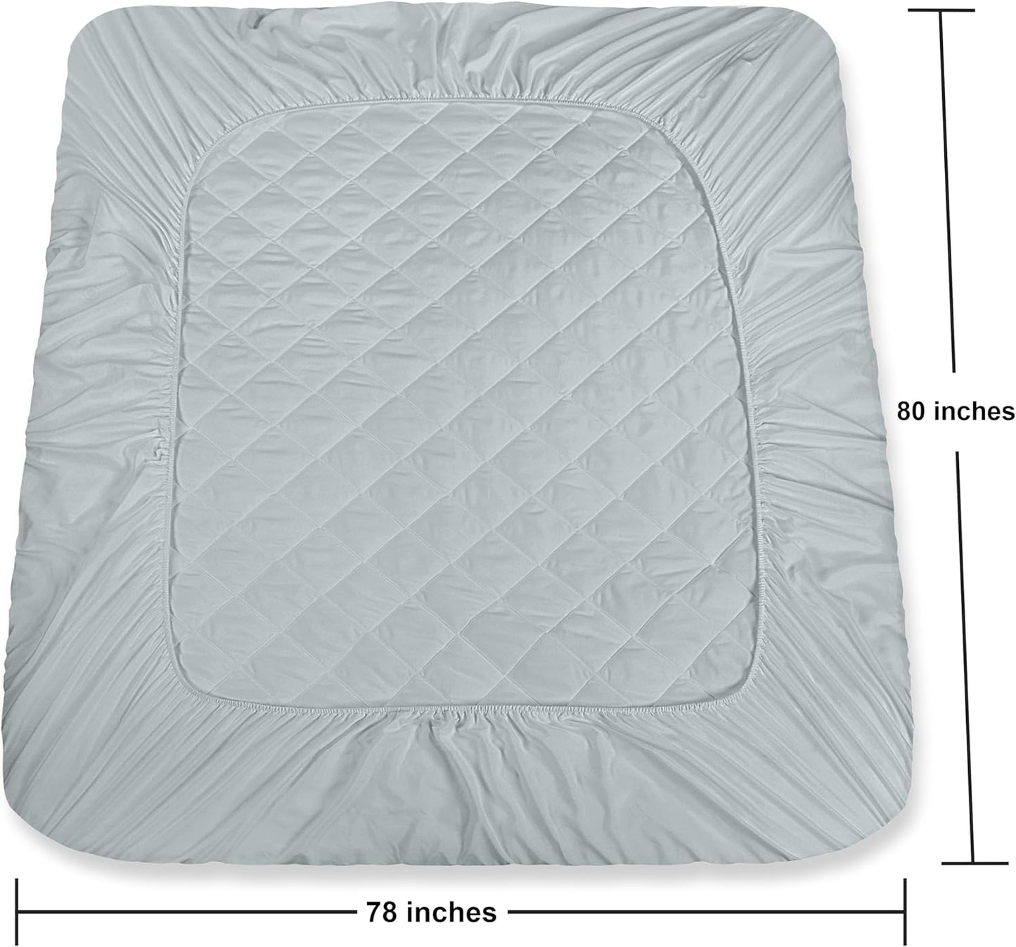 Utopia Bedding Quilted King Size Mattress Pad - Deep Pocket Protector, Machine Washable | Light Grey