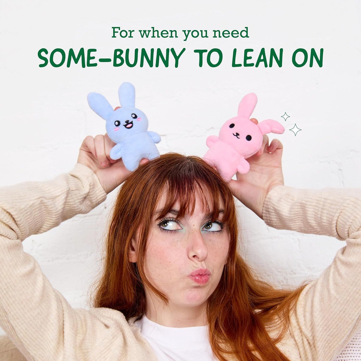 WHAT DO YOU MEME? Emotional Support Bunnies - Cuddly Plush Stuffed Animals for All Ages | Set of 5 with Basket
