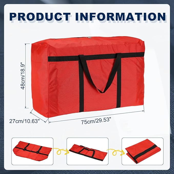 Extra Large Duffle Bag, 30 x 19 x 11 in Travel Big Duffle Bag with Zipper Handle Storage Foldable Waterproof Lightweight Bag for Women Men Travel Moving Camping (Red)