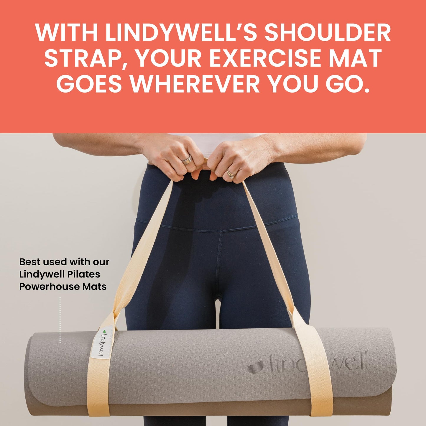 Lindywell Shoulder Strap - Universal Slip-On, Adjustable Carrying Yoga Straps - Fits Most Mats, Durable Nylon, Comfortable Yoga Mat Straps, Perfect for Gym, Home & Outdoor Workouts