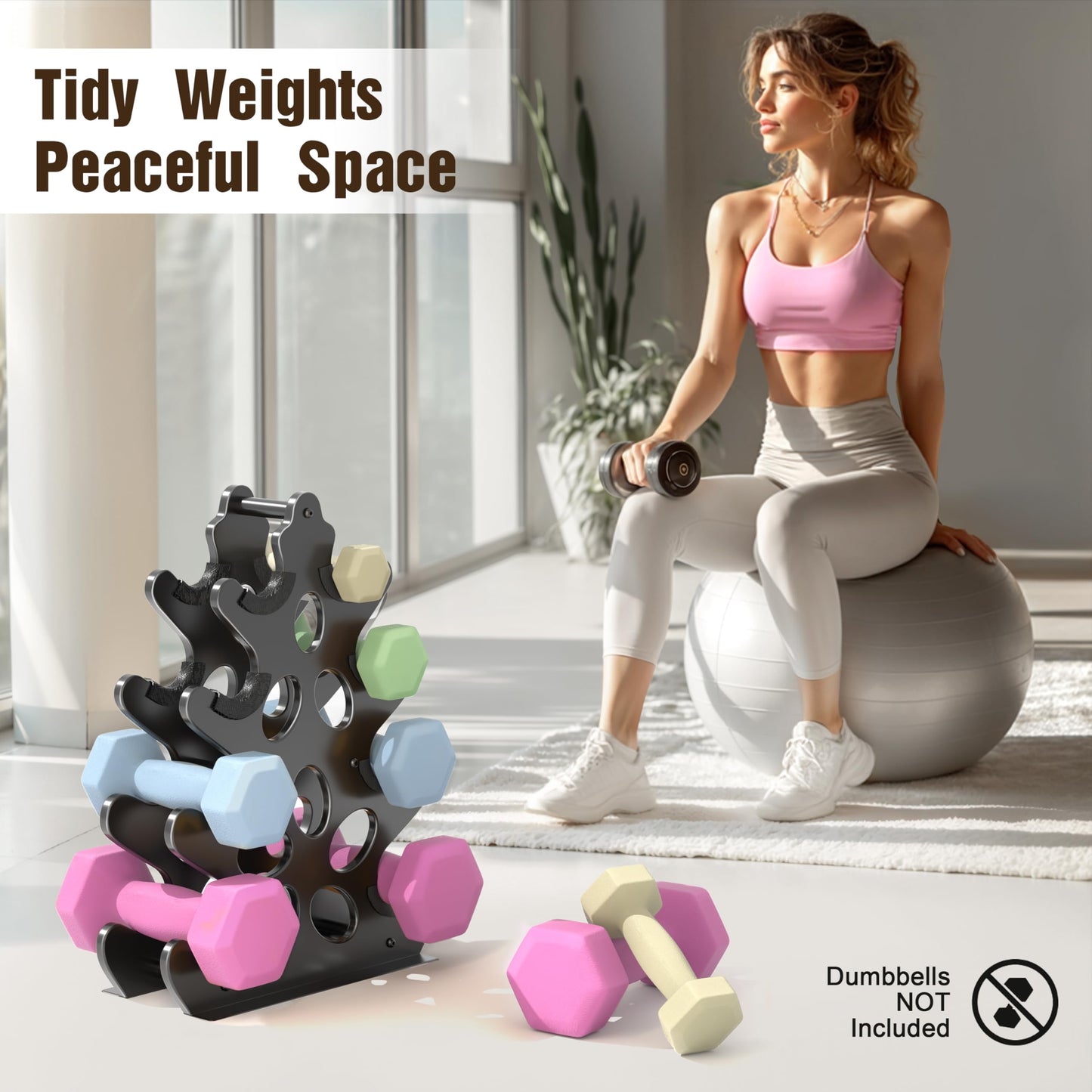 4-Tier Dumbbell Rack Stand Only Weight Holder Home Gym Storage Weight Tree (No Dumbbells)