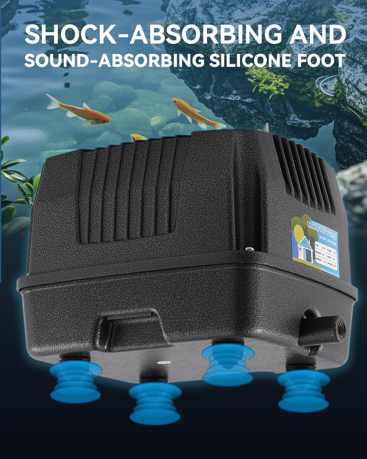 Moonshan MS-80 Septic Linear Air Pump Pond Aerator Electromagnetic Air Pump for Home Waste Water Treatment, Koi Pond, Fish