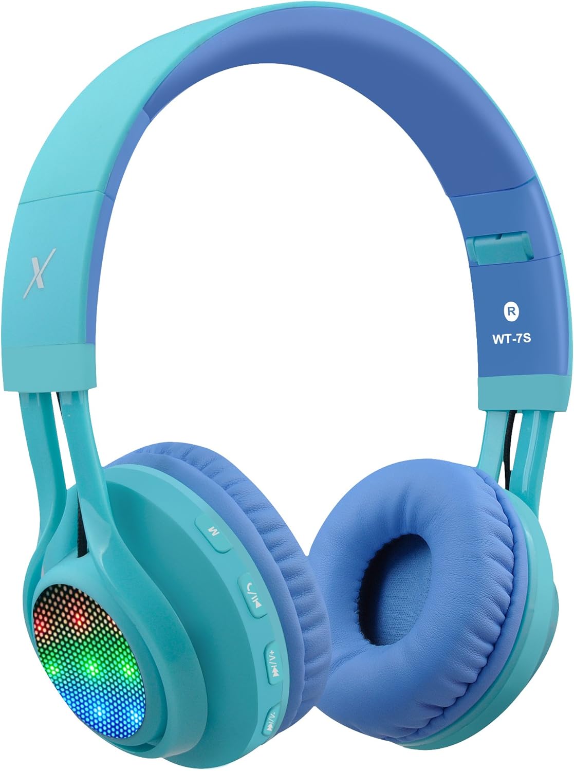 WT-7S Headset Riwbox Kids Bluetooth Headphones, LED Light Up Wireless Foldable Stereo with Microphone and Volume