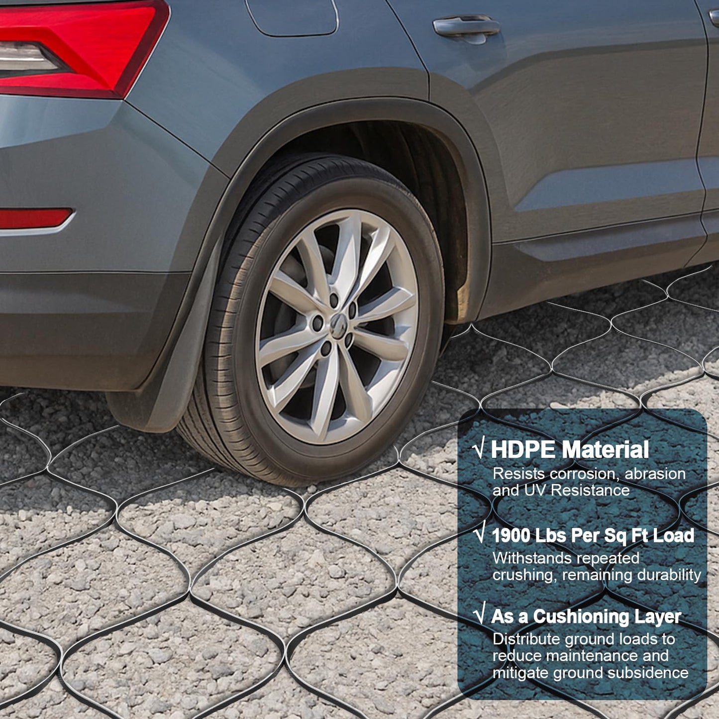 Gravel Grid 33ft X 4ft, 2'' Depth Gravel Stabilizer Grid for Pavers Base, Geogrid 1900 Lbs/Sq Ft Load with 40 Geocell Accessories & Gloves for Driveway Parking Ground Walkway Dirt Locker Slope