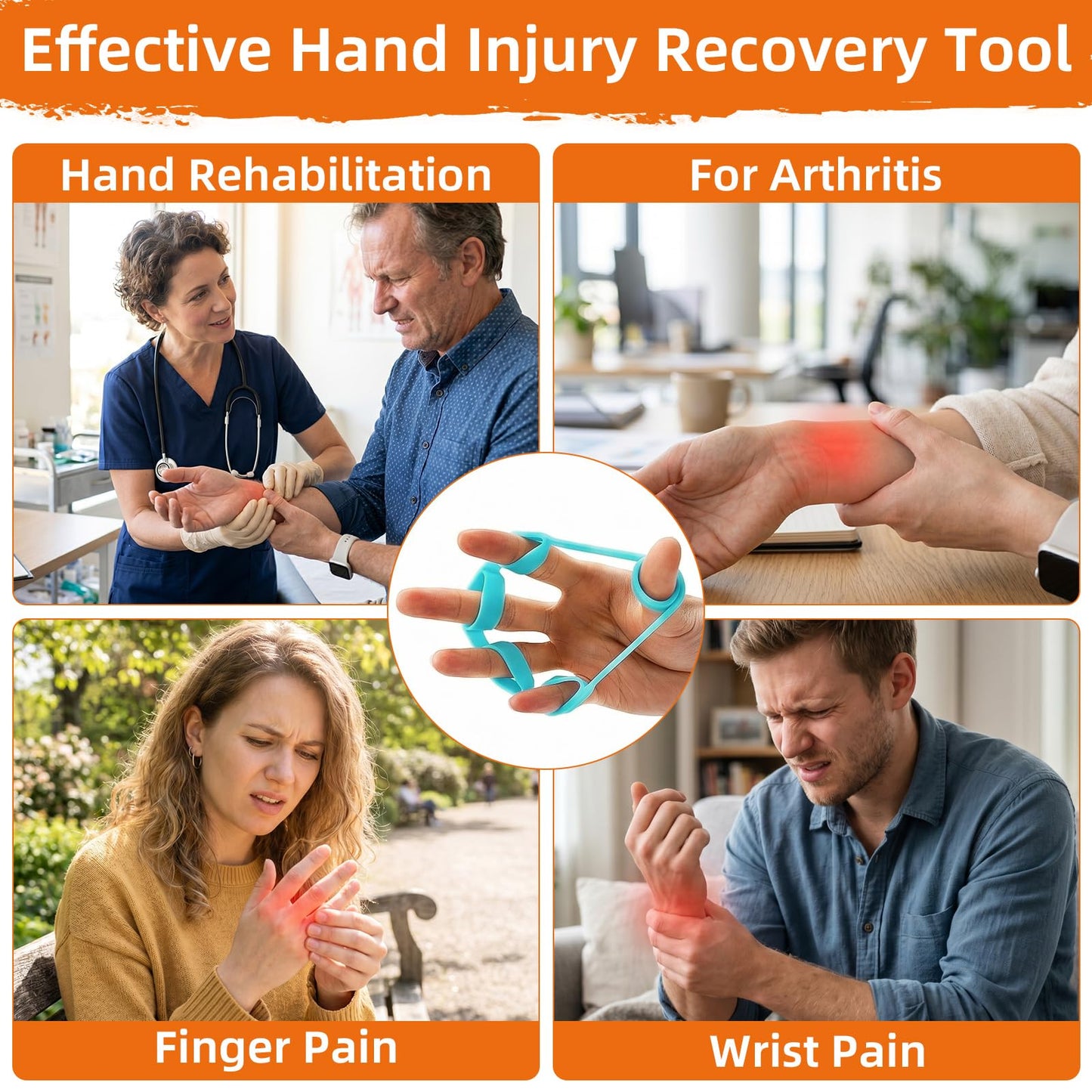Finger Stretcher 4 Pack Finger Extensor Bands Hand Resistance Bands Finger Strengthener Finger Exerciser Hand Extension Exerciser Extensor Trainer for Grip Strength Rehab Climbing Training