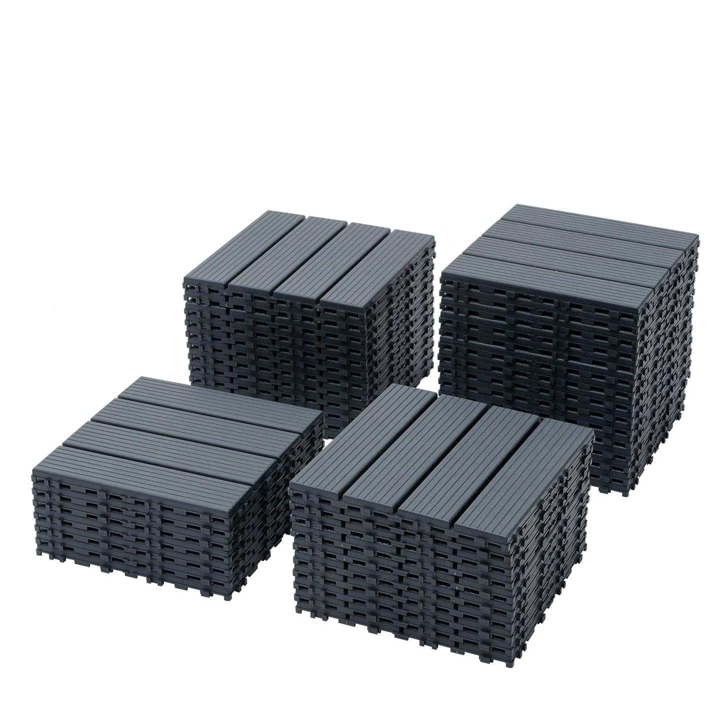 44-Pack Interlocking PP Deck Tiles, 12"x12"x 0.8" Waterproof Flooring, All-Weather Anti-Slip Patio Tiles for Indoor/Outdoor,Poolside, Garden, Balcony, Patio – Easy DIY Installation,Dark Gray B