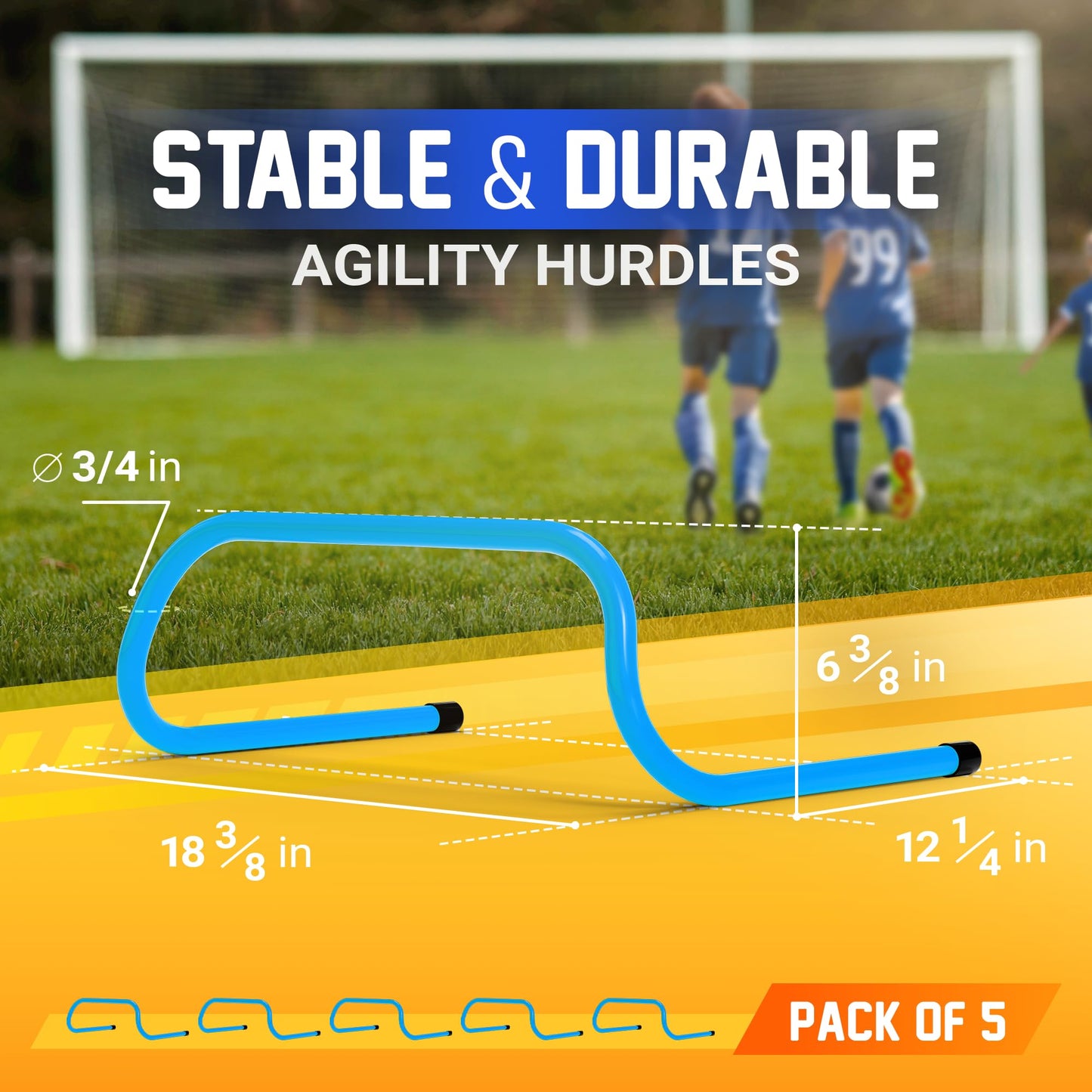 Yes4All Agility Speed Training Agility Hurdles for Athletes - 5 Pack - Speed and Agility Training Equipment for Soccer Basketball Football Hurdle Training (Blue)