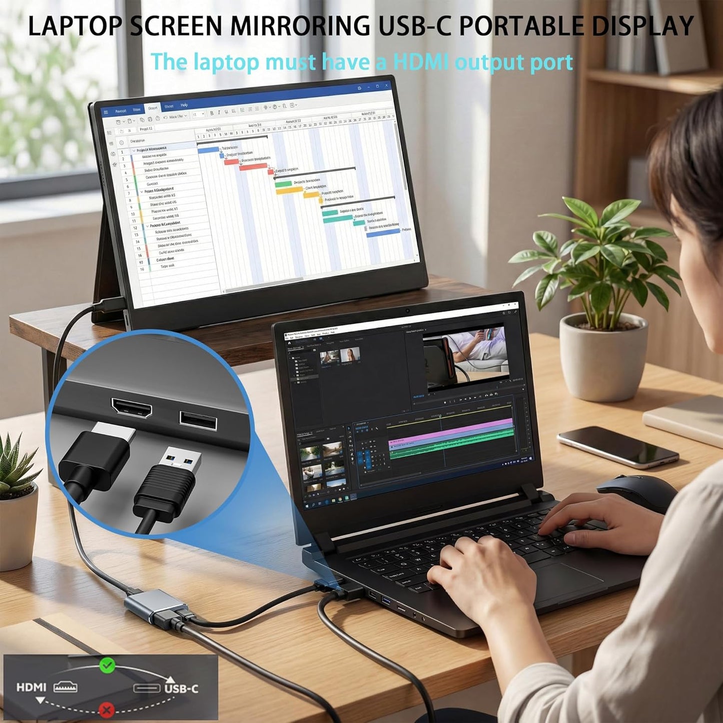 KIHENG 4K 60Hz 2, PS4/5, HDMI to USB-C Adapter, HDMI to Type C Adapter for XREAL One/Viture/RayNeo Air/Rokid AR Glasses