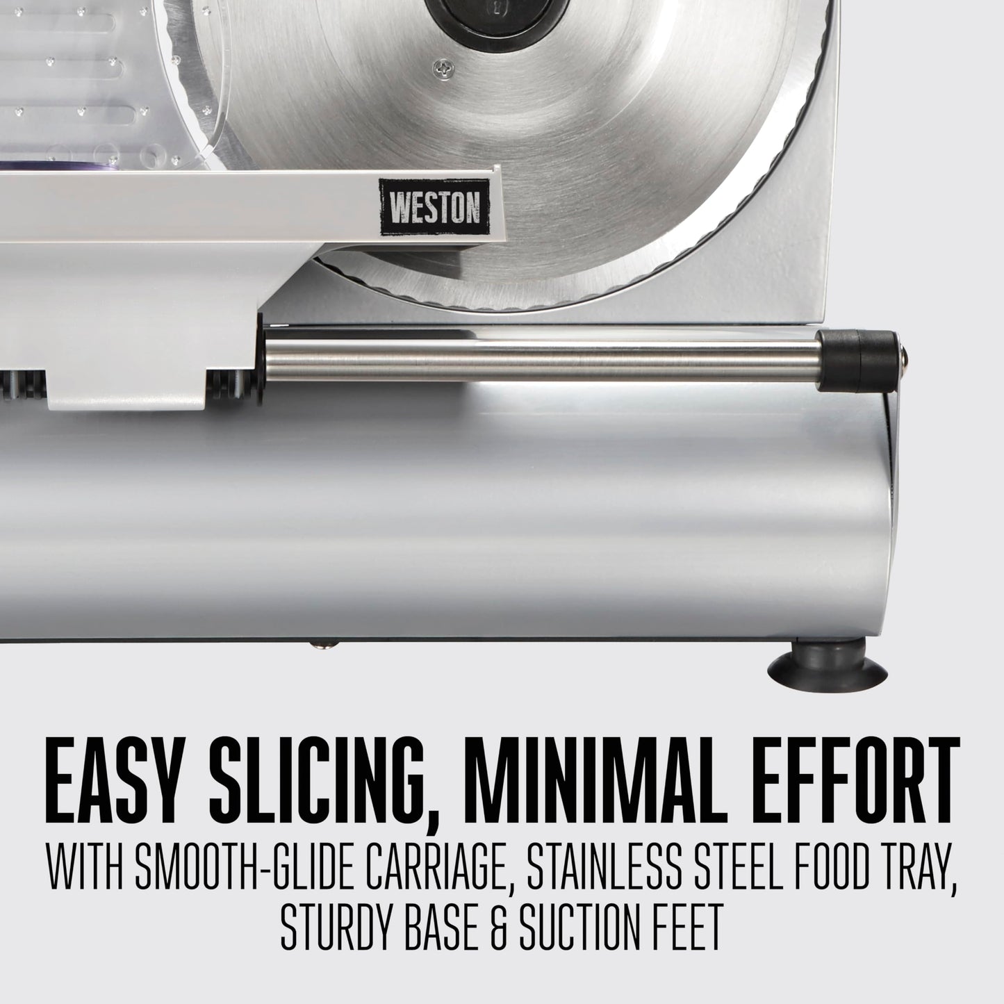 Weston Electric Meat Cutting Machine, Deli & Food Slicer, Adjustable Slice Thickness, Non-Slip Suction Feet, Removable 9” Stainless Steel Blade, Easy to Clean