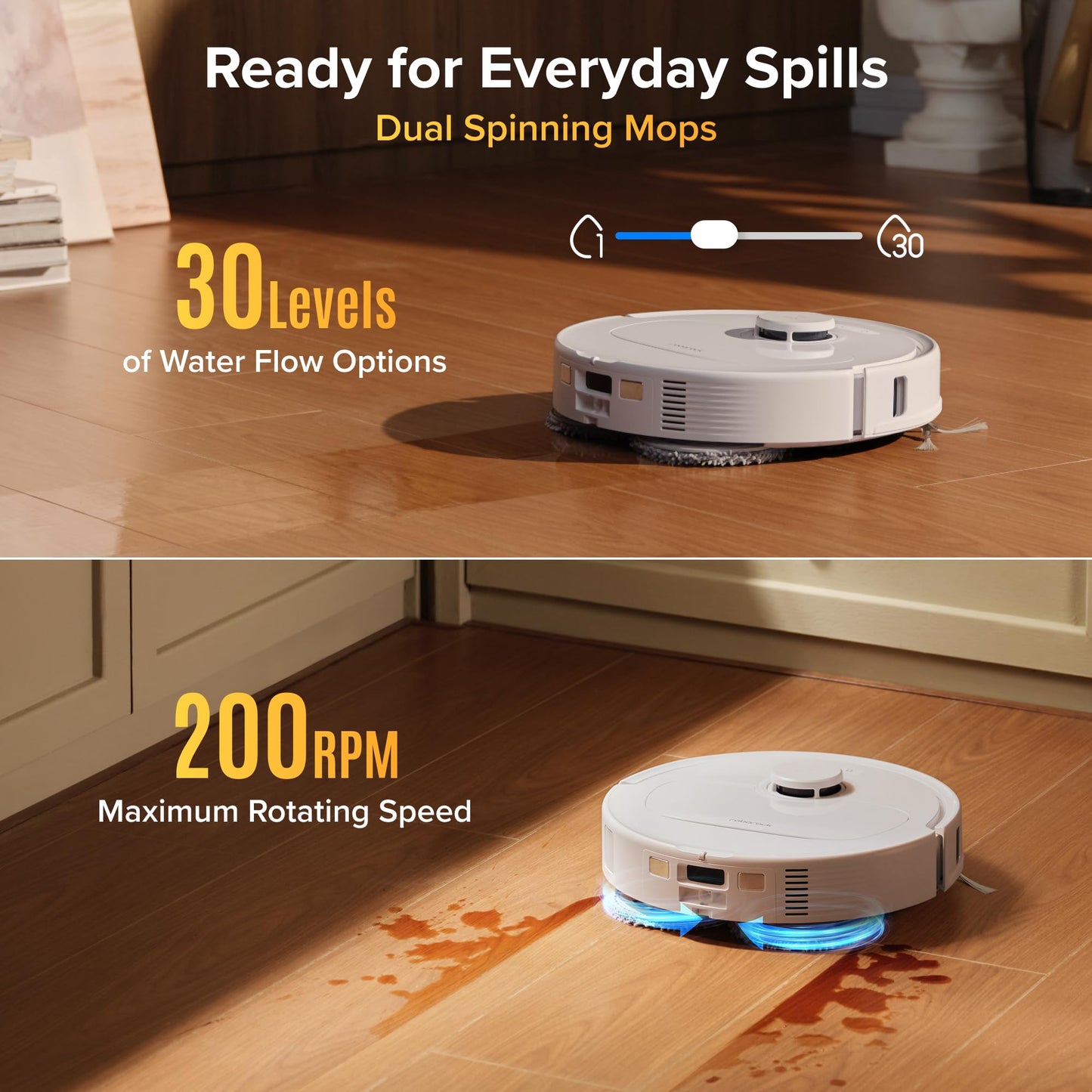 roborock Qrevo S Pro Robot Vacuum and Mop, 18,500Pa Suction, Multifunctional Dock with 167℉ Mop Self-Cleaning, Smart Obstacle Avoidance, Anti-Tangle Brush, Liftable Spinning Mop, White