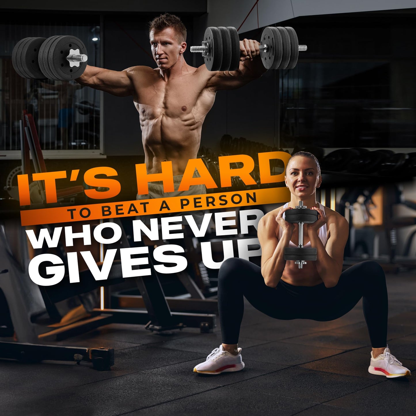 Yes4All Pair of Threaded Dumbbell Handles 18 inch with Collars, Chrome Grip, Fit 1” Plates, Weight Bar Connector