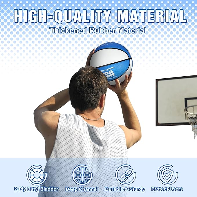 Lenwen 12 Pieces Rubber Basketball Bulk Official Size Basketball with Pump for Game Practice Training Street Ball Sport Gift for Kids Youth Teens Adults Indoor Outdoor