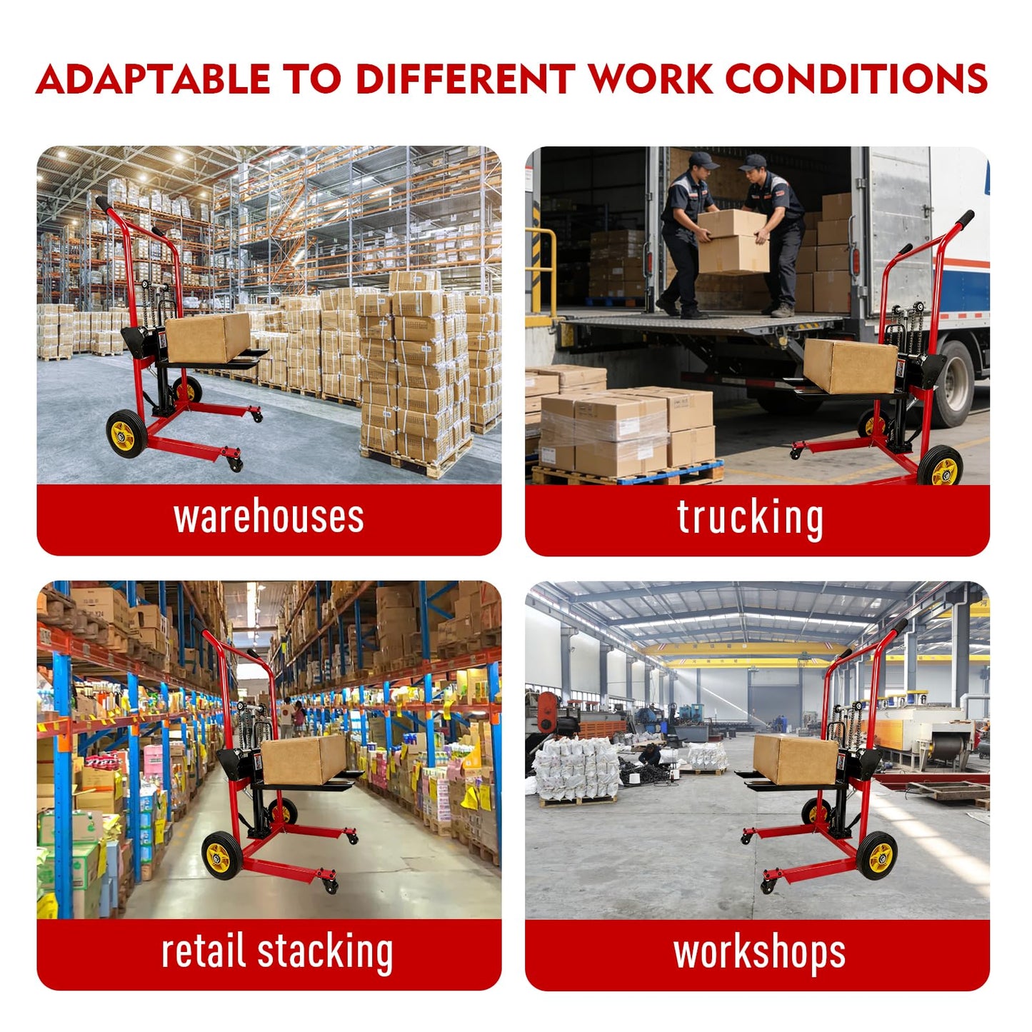Hydraulic Material Lift Winch Stacker,440 Lbs Pallet Truck Dolly with Swivel Casters,Lift Table, Compact & Portable Hydraulic Winch for Construction,Warehousing,and DIY Projects
