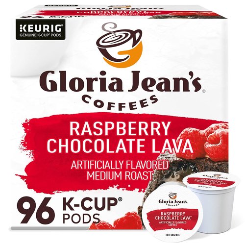 Gloria Jean's Raspberry Chocolate Lava K-Cup Pods - Medium Roast Coffee | 96 Count Pack