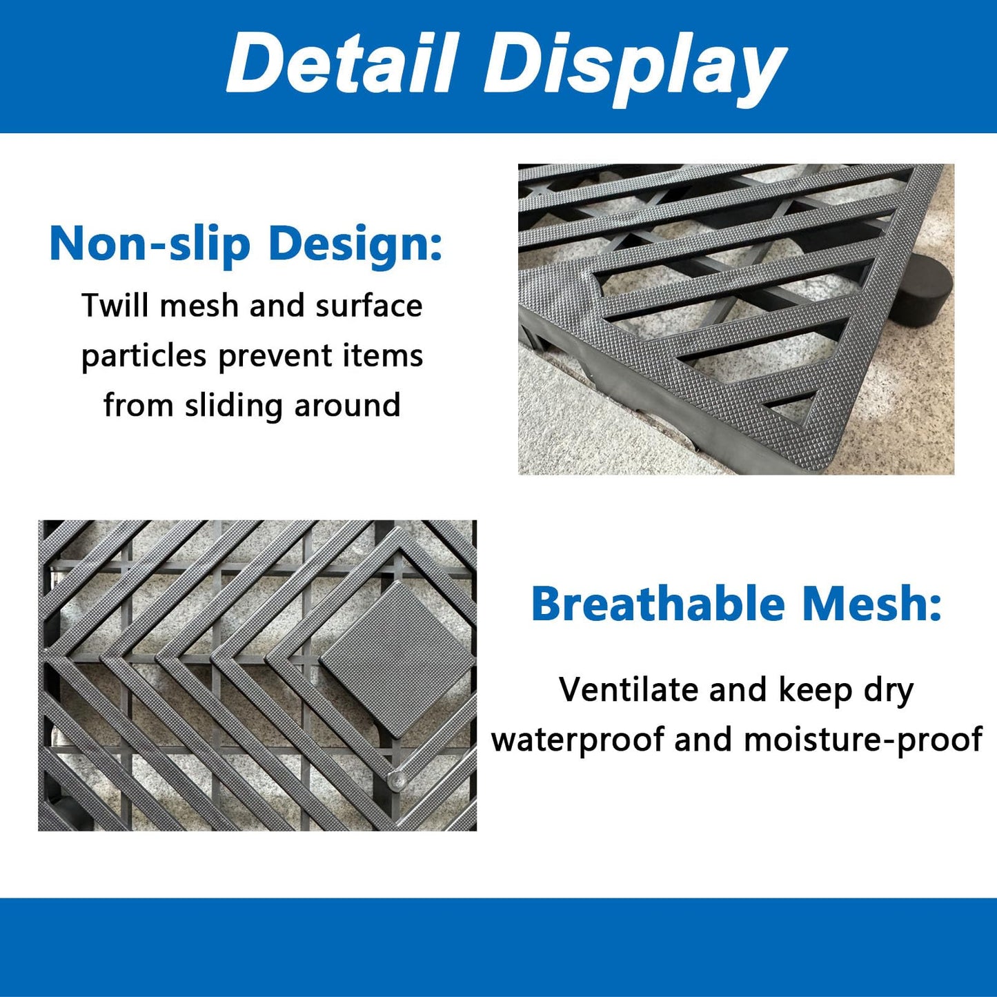 Plastic Pallets, Lightweight Moisture-Proof Waterproof Floor Pallet, Breathable Grid Ventilation Storage Pad, Applicable to Indoor and Outdoor, Garages, Kitchen, Basement (6 Pcs 11.8 * 23.6 * 1.18)