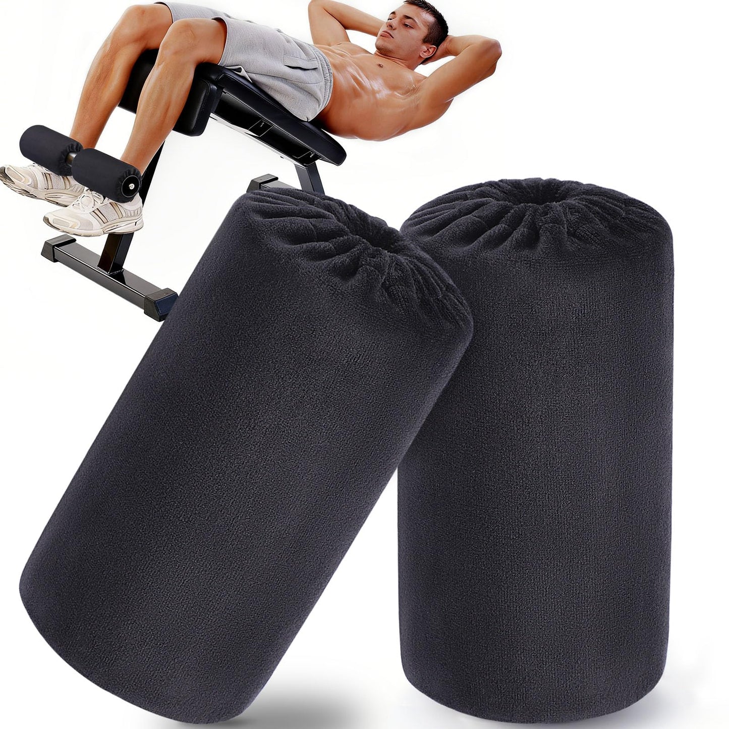 Foot Foam Pads Rollers Replacement with Luxury Plush Cover - Sweat-Wicking & Easy Clean, Cloud-Like Comfort for Home Gym Leg Extension, Weight Bench, Inversion Table - Fits 1-Inch Tube (2PCS)