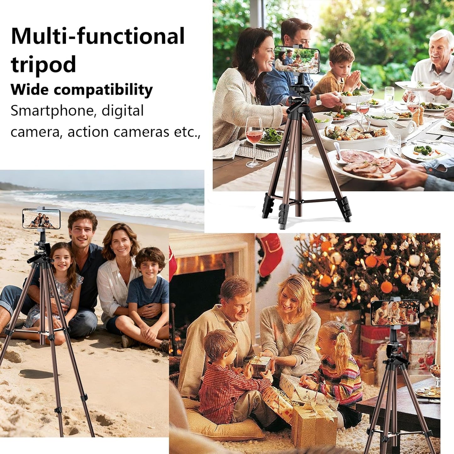 Jishane 71" 6.6 lb Camera Tripod,Lightweight Aluminum Phone Tripod with Wireless Remote, Phone Holder & Carry Bag