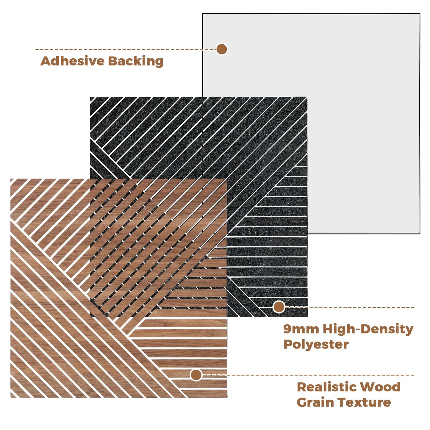 GreenClad 3D Peel and Stick Acoustic Wall Panels – 8 Pack Self-Adhesive Wood Pattern Soundproof Panels 23.6” x 23.6” for Interior Wall Decor, Bedroom, Living Room, Office (Golden Maple)