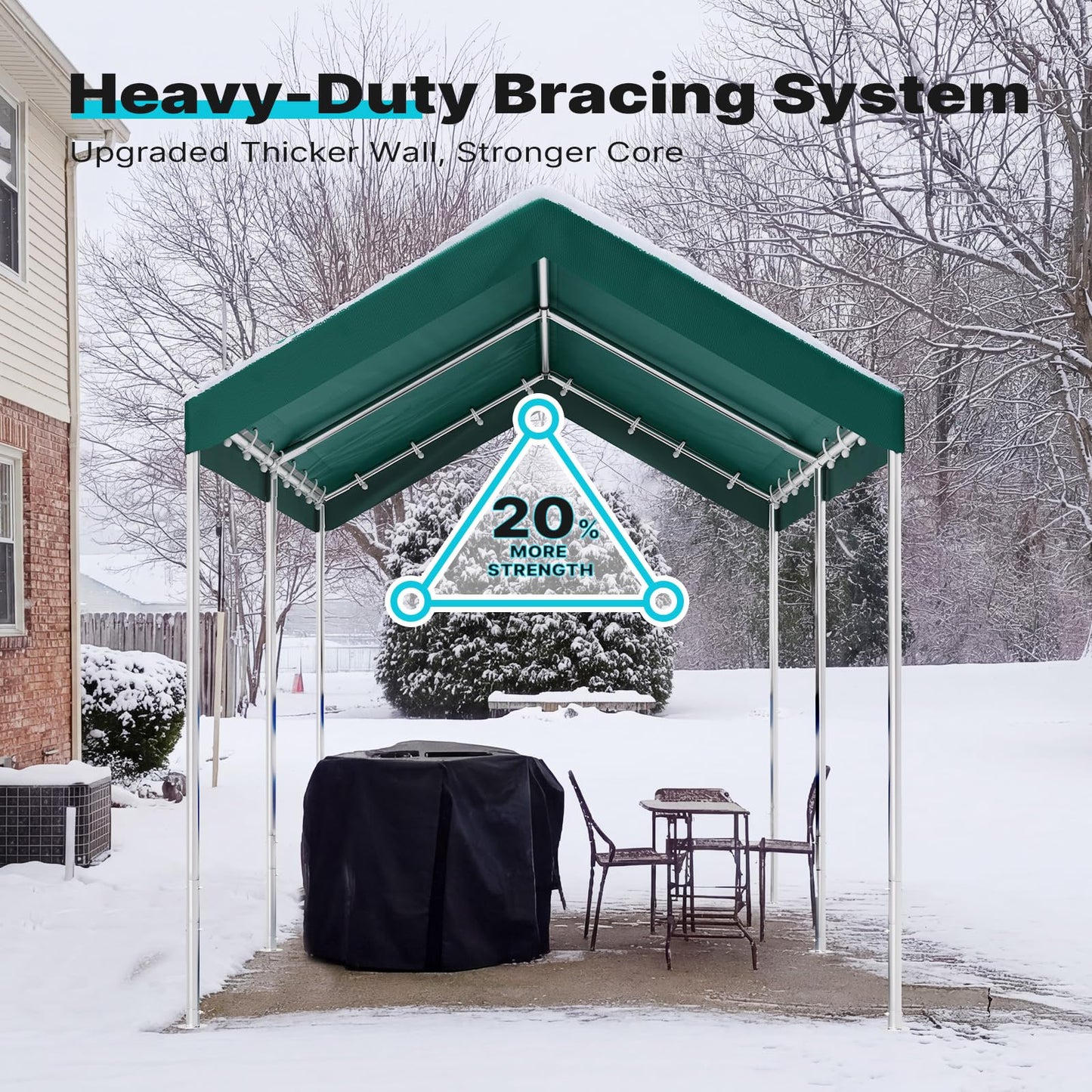 ADVANCE OUTDOOR 10x15 ft Heavy Duty Carport Potable Car Canopy Garage Party Tent Boat Shelter, Adjustable Height from 9.5 ft to 11 ft, Green