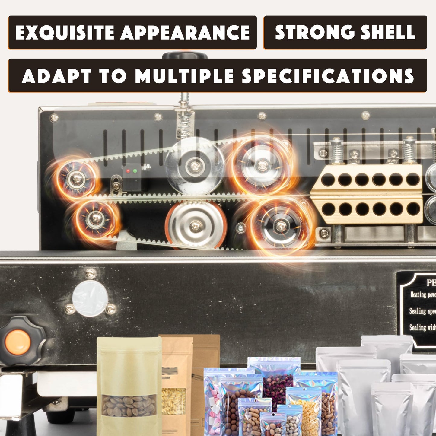 U.S. Solid Continuous Bag Band Sealer for Thick Bags Sealing Machine, Automatic Horizontal Band Sealer with Digital Temperature Control for PVC Bags Films Stamp Coding 110V/60HZ