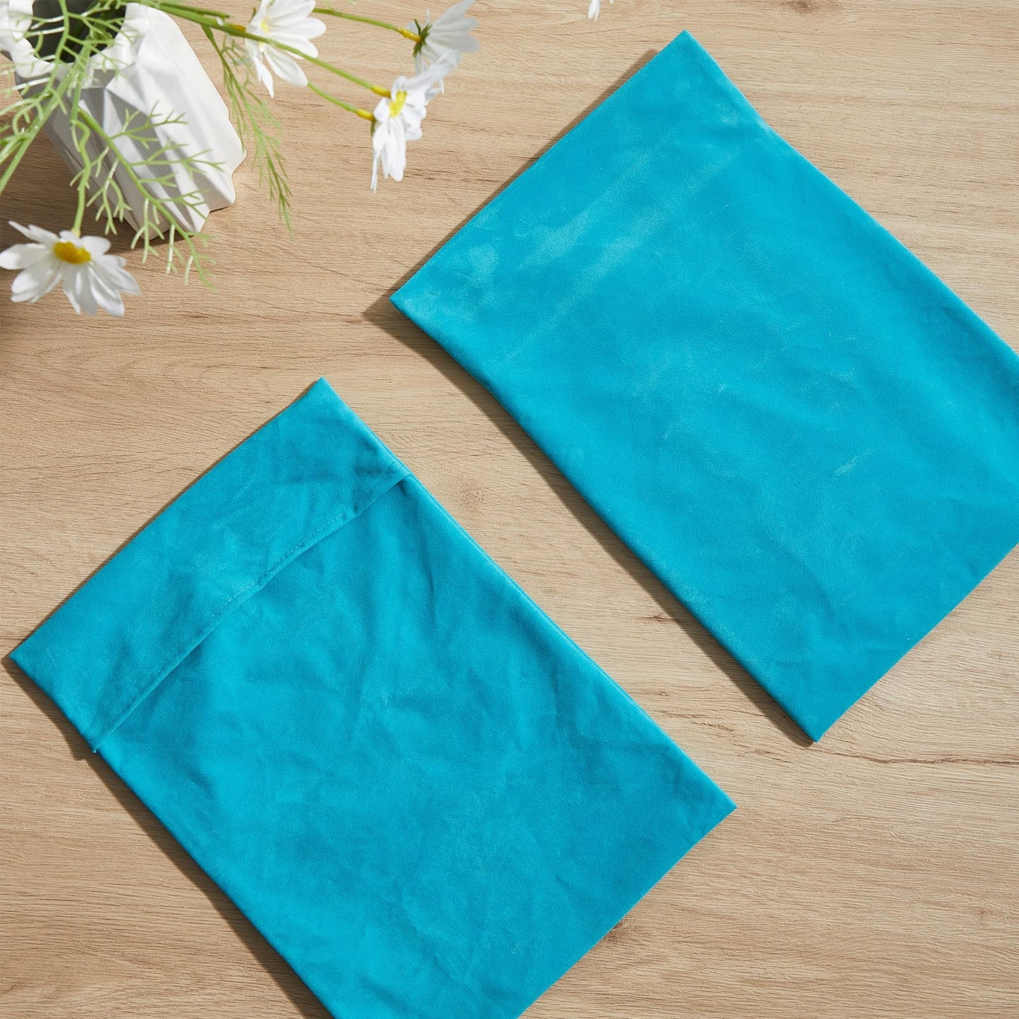 Paterr 5 Pcs Soft Flannel Cold Pack Sleeves Reusable Washable Fabric Cover for Protective Hot Ice Cover, Cold Pack Not Included, Blue(6"x9")