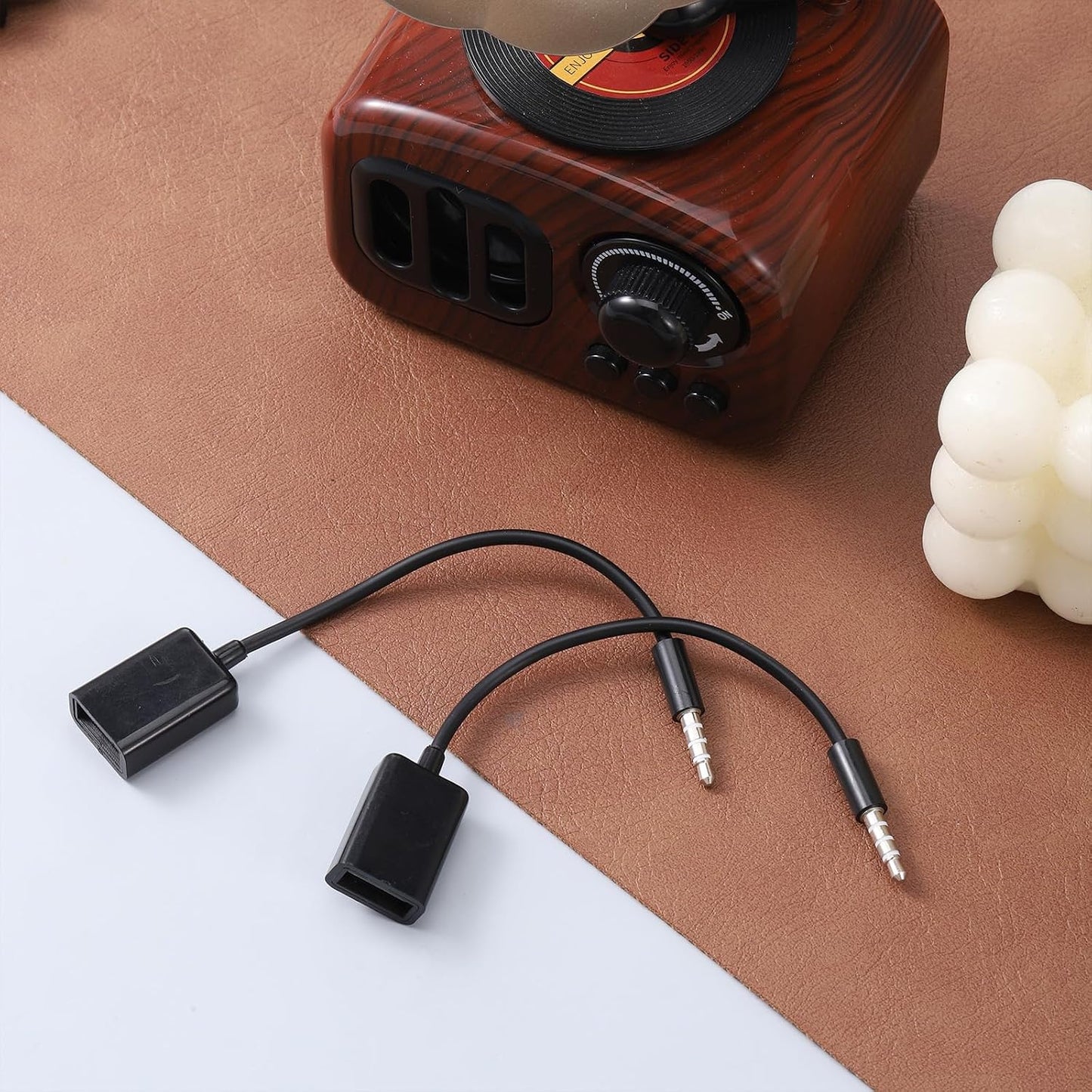 Exircy 2-Pack 3.5mm 2.0 MP3 AUX to USB Adapter, Black Male Audio Jack to USB Female Converter Cable Only for Car AUX