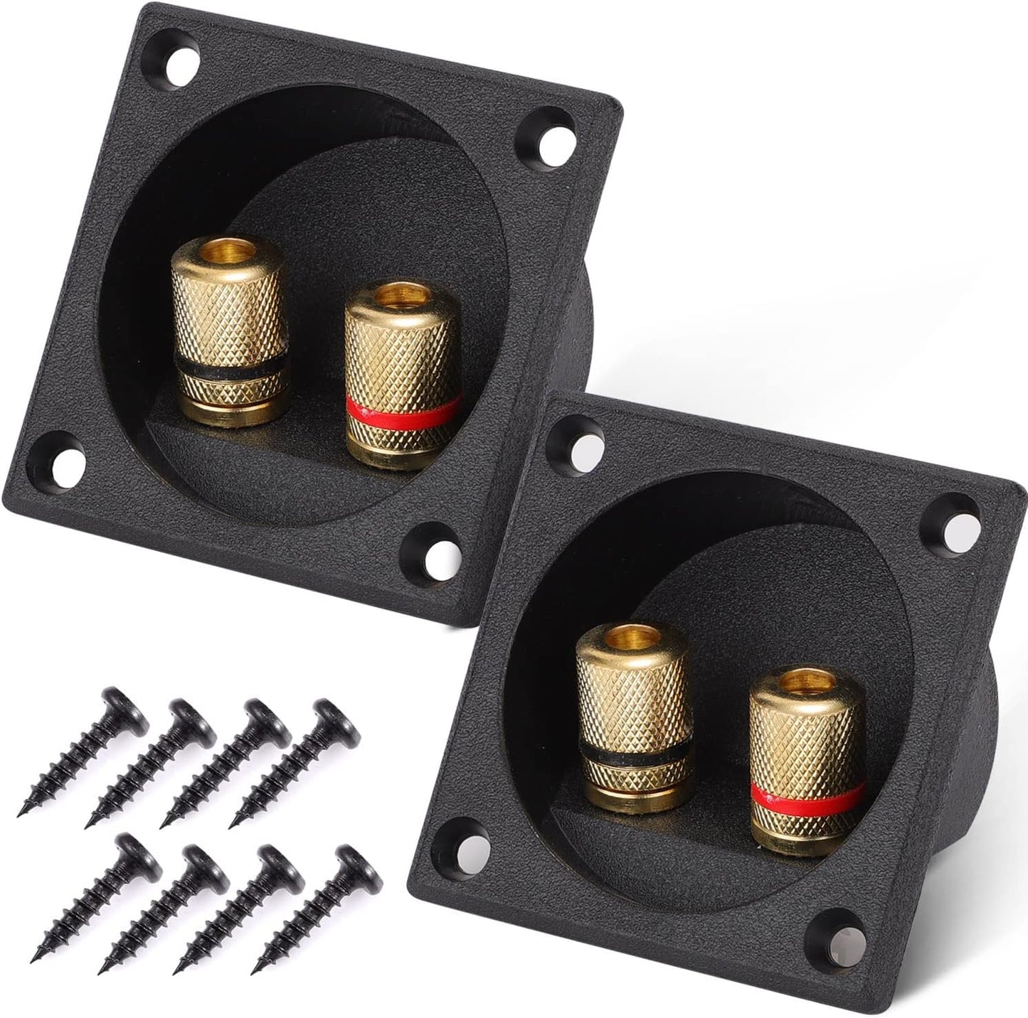 Facmogu 2PCS 2.2 Inch 2-Way Square Speaker Box Terminal Cup with Banana Plugs, Screw Type Binding Post Subwoofer Box