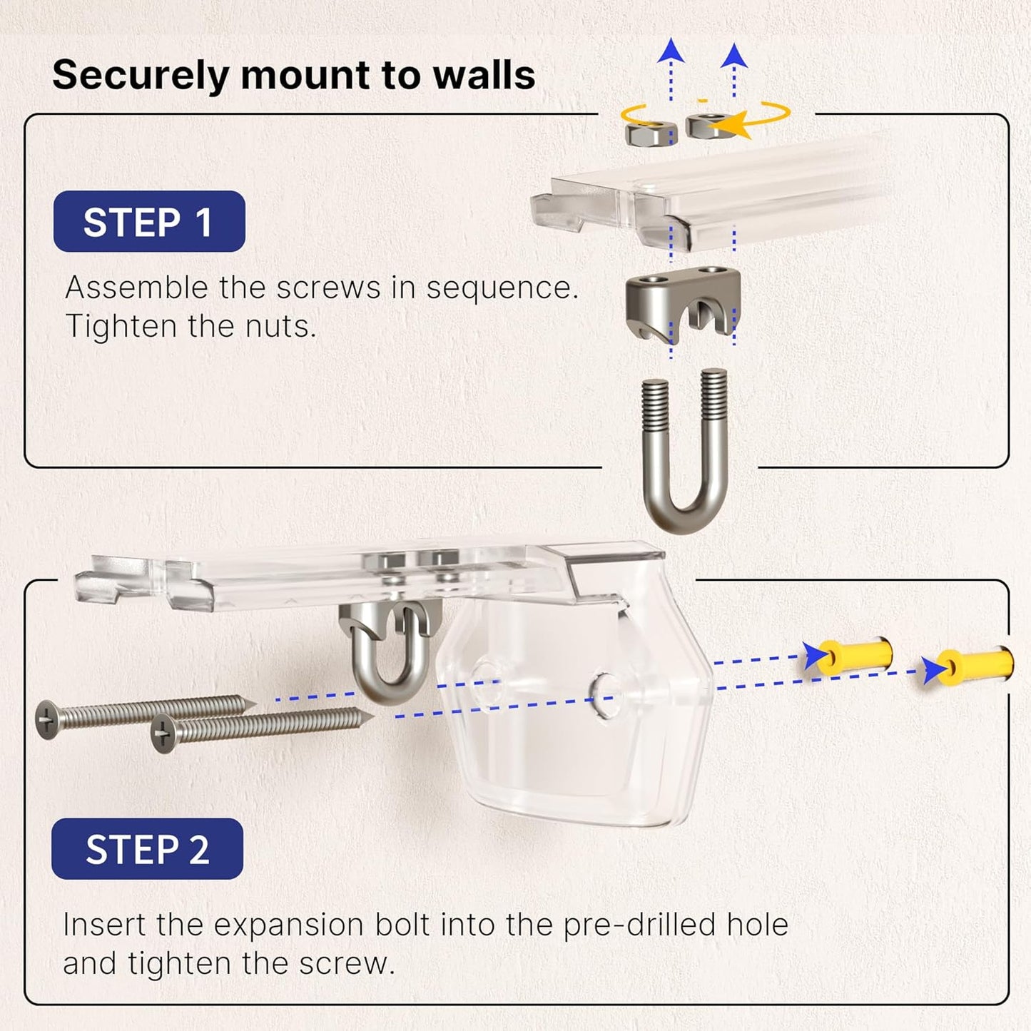ELETIUO Hooks,1.4"4" Extension,66 lbs Universal Projector Screen Mount Bracket,Adjustable Wall & Ceiling L-Brackets