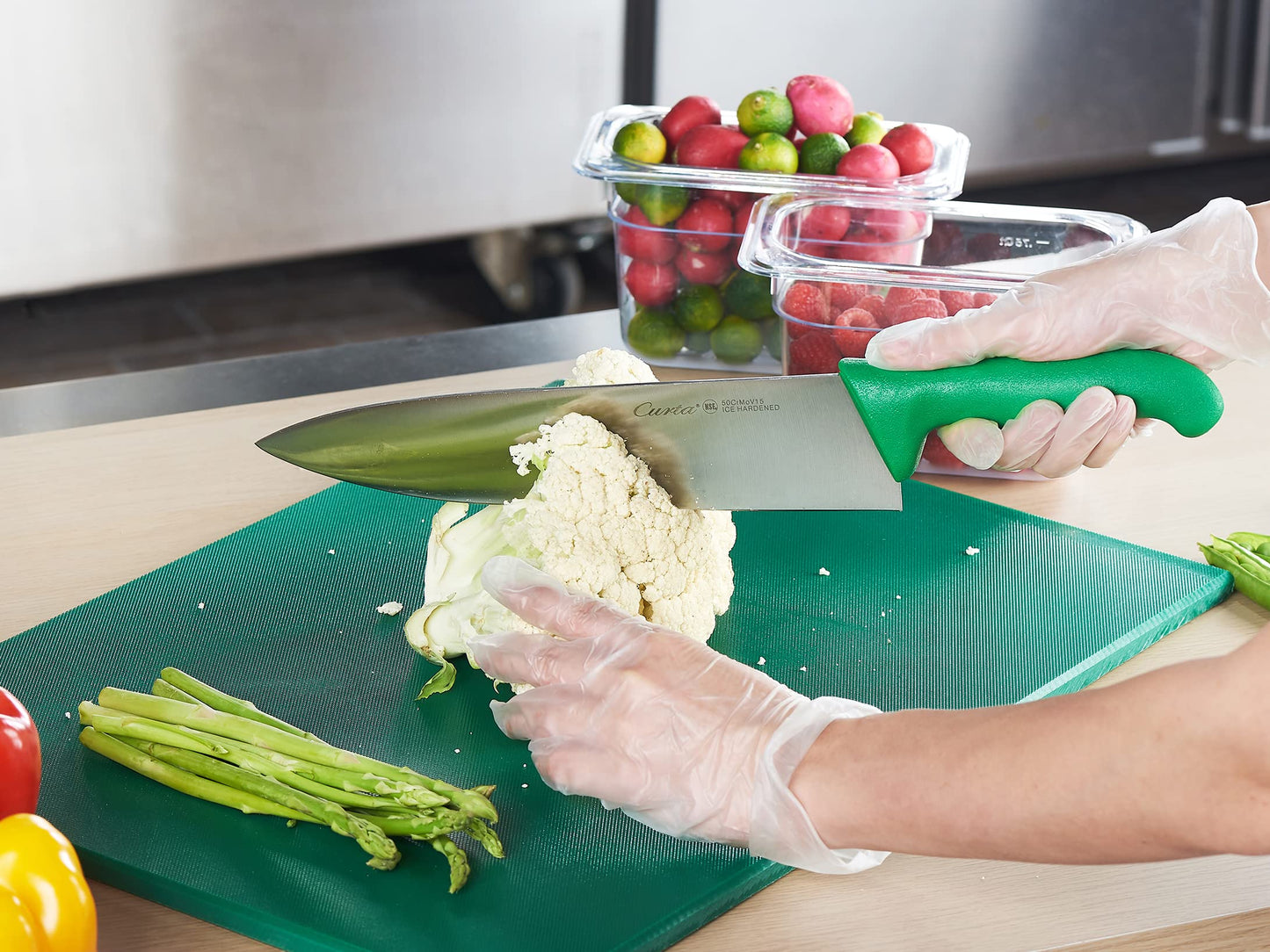 CURTA Cutting Boards for Kitchen, 20" x 14" x 0.5" Green Color Coded Plastic Chopping Board with Anti Slip Surface Dishwasher Safe