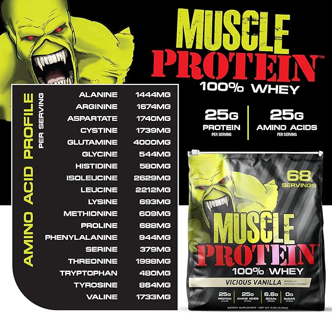 Muscle Protein Whey Powder [5 lbs/Pack of 1]??Cold Filtered, 25g Pure Protein, 6.6g BCAAs (Packaging May Vary) (5LB, Chocolate)