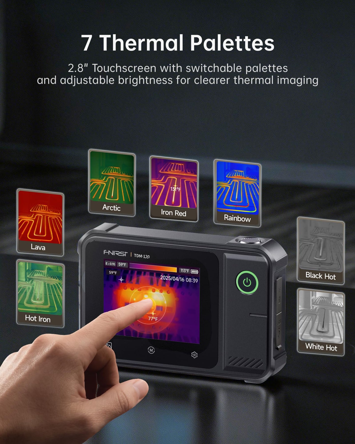 FNIRSI TDM-120 Thermal Imaging Camera, 120x90 IR Resolution, 2.8" Touchscreen Infrared Camera, -4°F to 752°F Temp Range, 25Hz Refresh Rate Handheld Thermal Imager for HVAC, Building & PCB Inspection