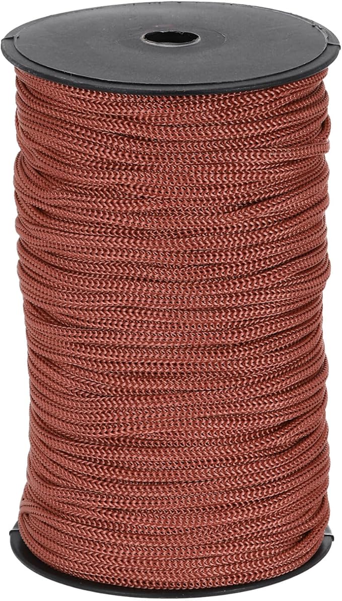 MECCANIXITY 3/16 Inch Polypropylene Rope Braided Ropes, 328ft Nylon Rope Hollow Utility Cord for Clothesline, Camping, Hiking, Outdoor, Dark Coffee