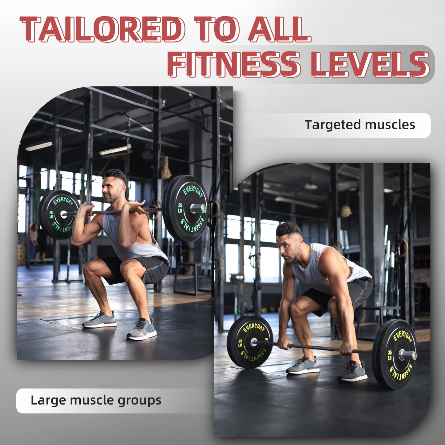 Fitvids 2-Inch Olympic Bumper Plates, 45 LBS, Pair