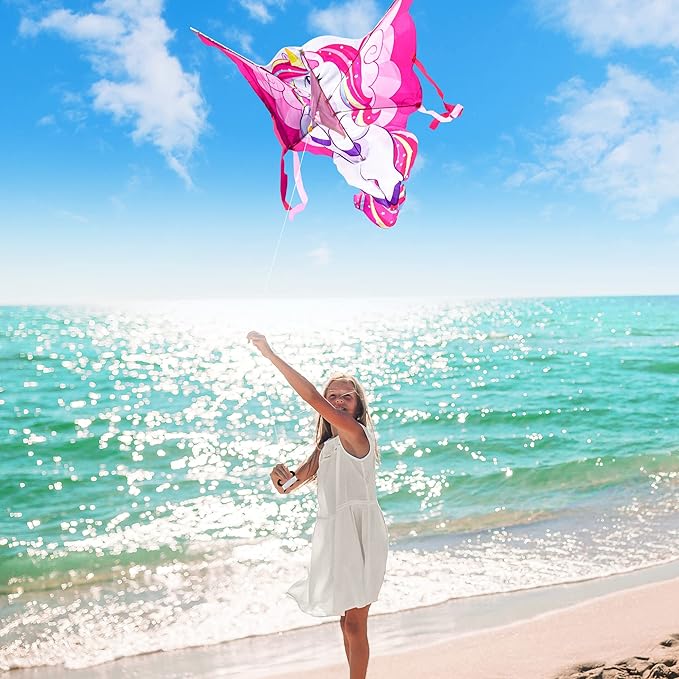 JOYIN 43.3'' Giant Unicorn Kite Easy to Fly for Kids and Adults with 262.5 ft String, Large Beach Kite for Outdoor Games and Activities
