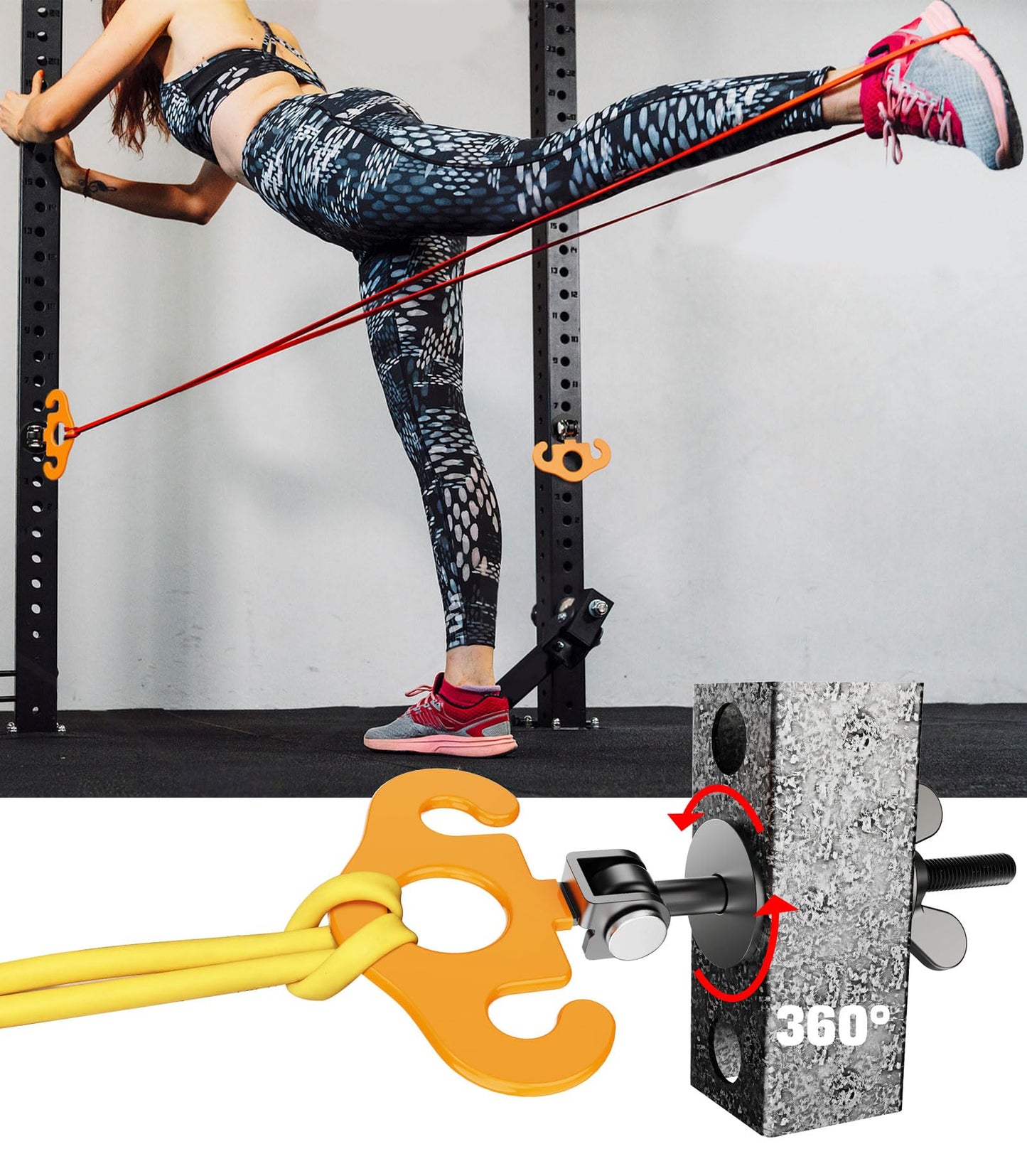 HOOJAKU Power Rack Attachments, Hooks for Squat Rack, Resistance Band Heavy Duty, Versatile Gym Equipment Attachments, for Strength Traning, Fitness, Physical Therapy(2 Pack)