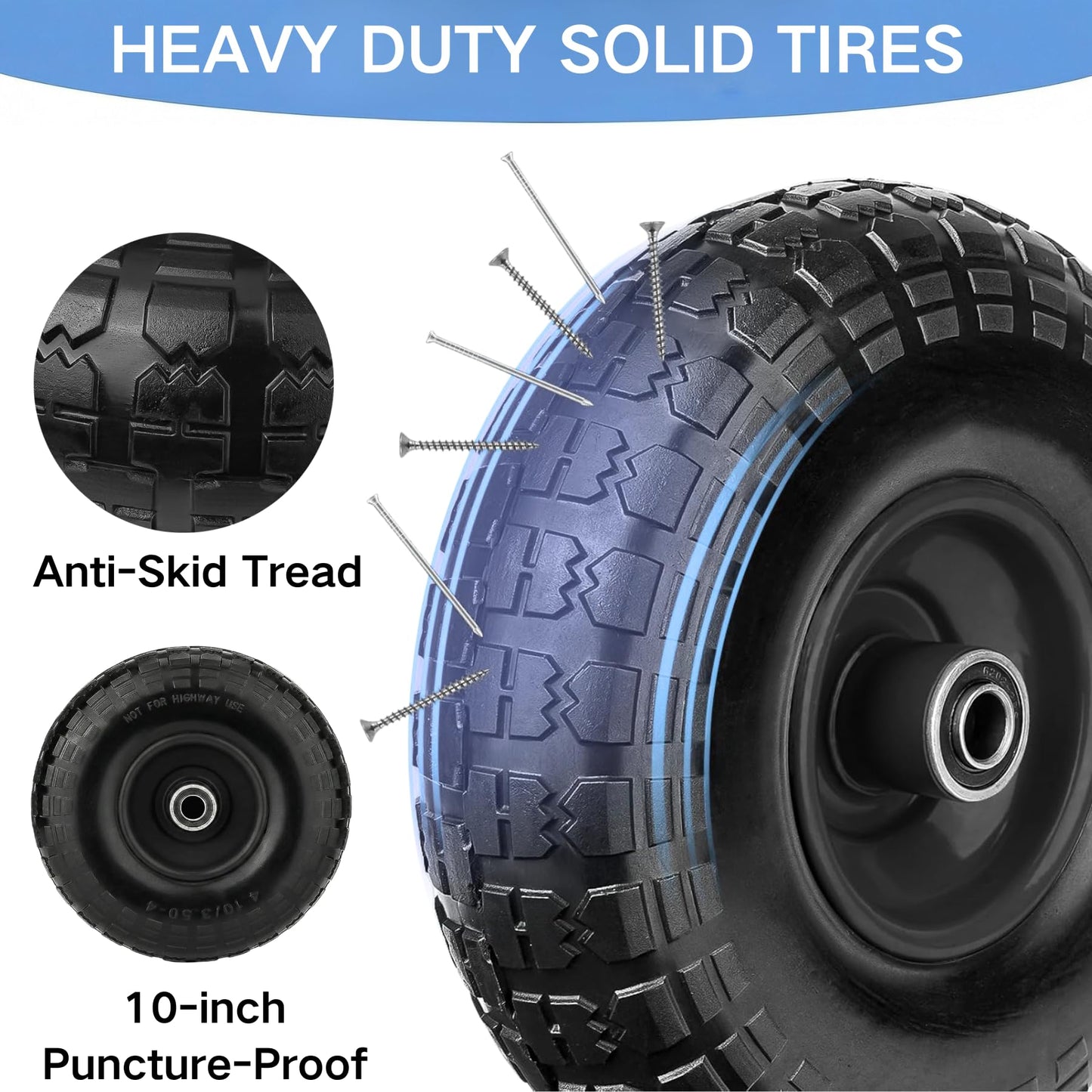 Heavy Duty Panel Dolly, All-Terrain Slab Dolly with 1000 LB Weight Capacity,10-inch Wheels (Black Solid Tire)-Patent Pending