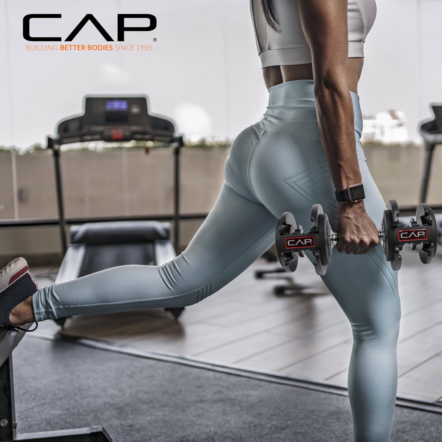 CAP ADJUSTABELL® 55 lb Pair of Adjustable Dumbbells with Contoured Full Rotation Handle, Honeycomb Chrome and Black Handle