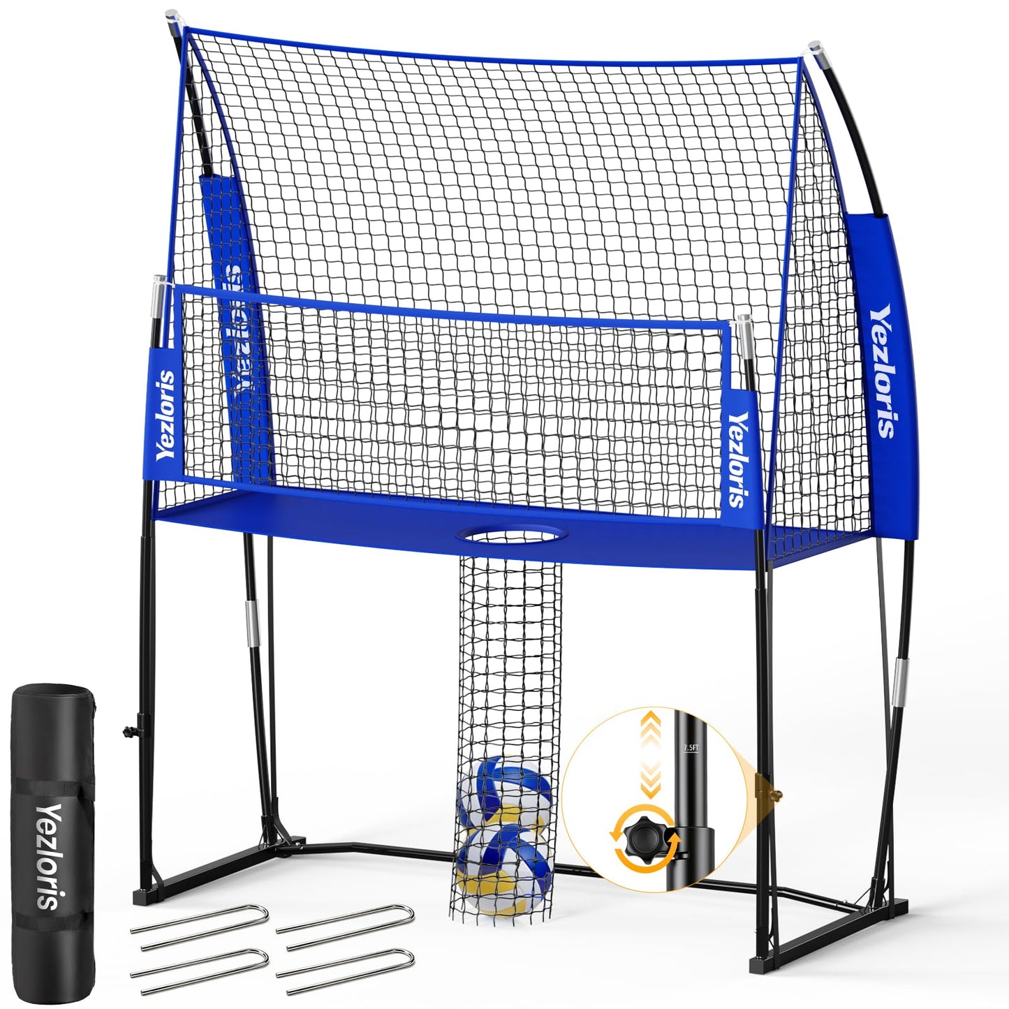 Volleyball Training Net Equipment System, Freely Adjustable 2-in-1 Volleyball Practice Net for Serve Spike Hitting Training, Stable Frame Fast Setup Portable Volleyball Net for Backyard Indoor Outdoor
