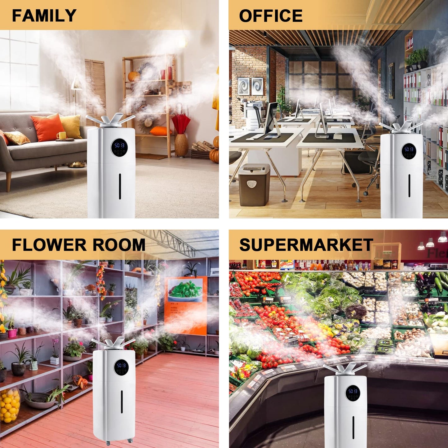 YMJOINMX Commercial Industrial Humidifier Whole House Humidifier 6Gals Water Tank Max 2000ml/h Mist Output Faucet Filling for Plant Large Greenhouse 110V